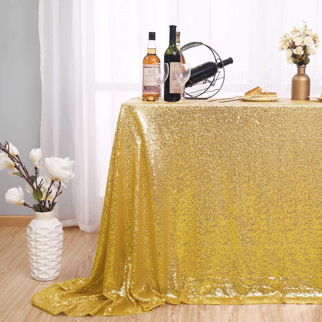 Yellow Gold Tablecloth 60x 80 Sequin Sunflower Etsy