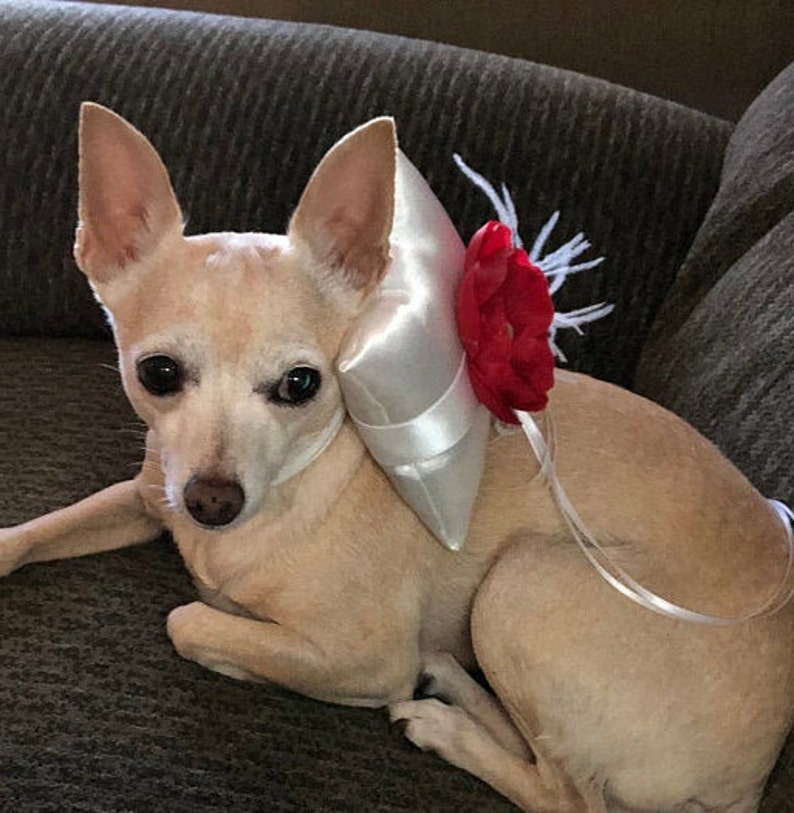 Dog Ring Bearer / Engagement Pillow Rhinestone Collar Red and Etsy