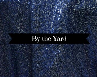 Sequin Navy Blue Bolt Fabric Various Sizes