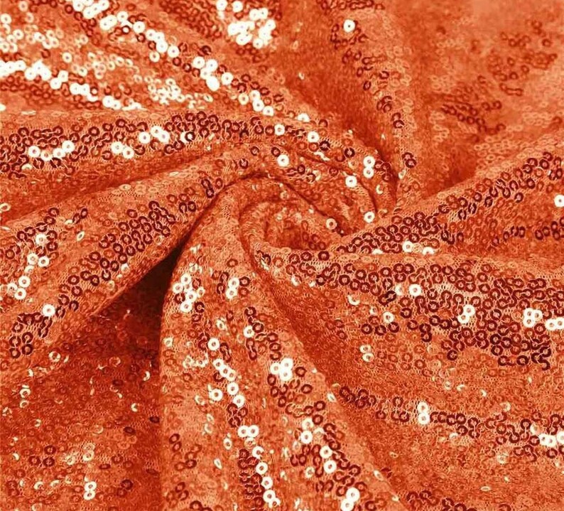 Orange Sequin Fabric Sewing Material Etsy