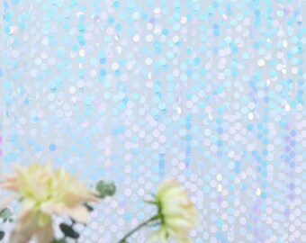 SALE 8 ft OR 10 ft x 20 ft Large Payette Sequin Mermaid White Pink Blue Photo Backdrop Photo Prop Curtain