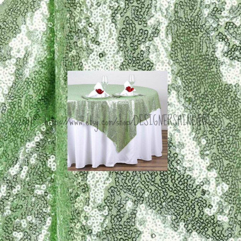 108 Round Sequin Mint Green Tablecloth ready to ship Etsy