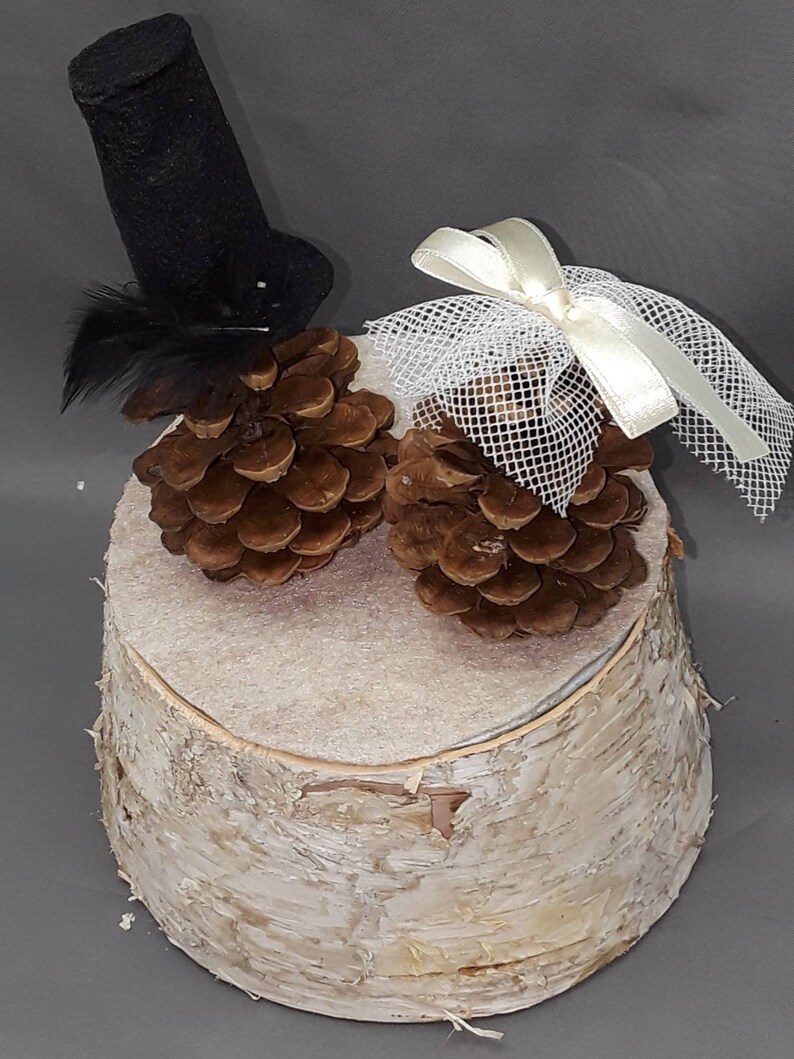 Rustic Pine Cone Wedding Cake Topper Mr & Mrs Woodland Country Etsy