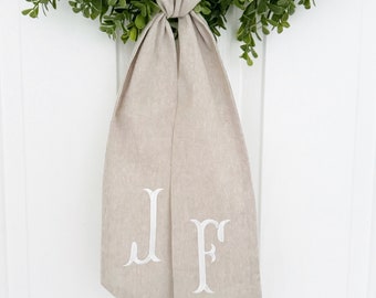 Double Initial Wreath Sash - Customized Wreath Sash - Custom Door Decor - Wreath Sash - Personalized Gift - Monogrammed Gift - Housewarming