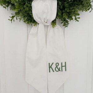 Basic Initials Monogrammed Wreath Sash - Customized Wreath Sash - Wedding Decor  - Personalized Gift - Personalized Wedding Shower Gift -