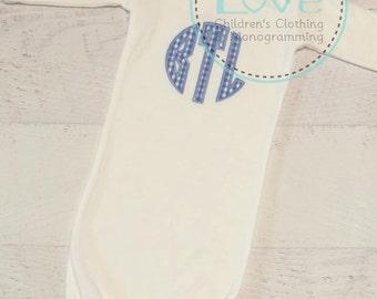 Gingham Initial Baby Gown - Baby Gown Boy - Monogrammed Gown - Baby Boy Outfit - Boy Baby Shower - Baby Gift - Newborn Outfit - Baby Gift