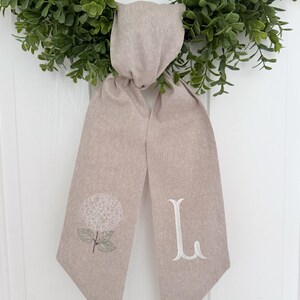 Tan Hydrangea Wreath Sash - Customized Wreath Sash - Custom Door Decor - Wreath Sash - Personalized Gift - Monogrammed Gift - Housewarming