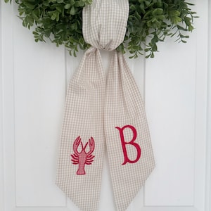 Crawfish Wreath Sash - Customized Wreath Sash - Custom Door Decor - Wreath Sash - Personalized Gift - Monogrammed Gift - Spring Decor