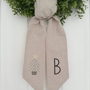 Farmhouse Christmas Tree Wreath Sash - Customized Wreath Sash - Personalized Gift - Monogrammed Gift -  Custom Christmas Decor