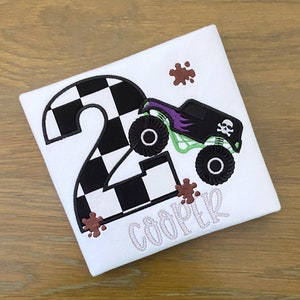 Monster Truck Birthday Shirt - Second Birthday Outfit - Monster Truck Applique Shirt - Personalized Birthday Shirt - Boy Birthday