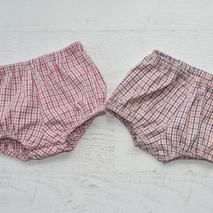 Tri-Check Diaper Cover - Unisex Bloomers - Gingham Diaper Cover - Red and Gray - Navy and Orange -  Purple and Gold