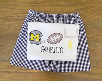 Michigan Football Outfit - Michigan Wolverines Shirt - Michigan Shirt - M Wolverines Outfit - Michigan Shorts Set