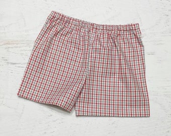 Red and Gray Tri-Check Shorts - Alabama Plaid Shorts - Crimson and Gray Shorts - Custom Shorts