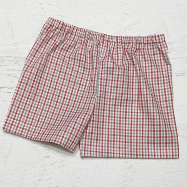 Red and Gray Tri-Check Shorts - Alabama Plaid Shorts - Crimson and Gray Shorts - Custom Shorts