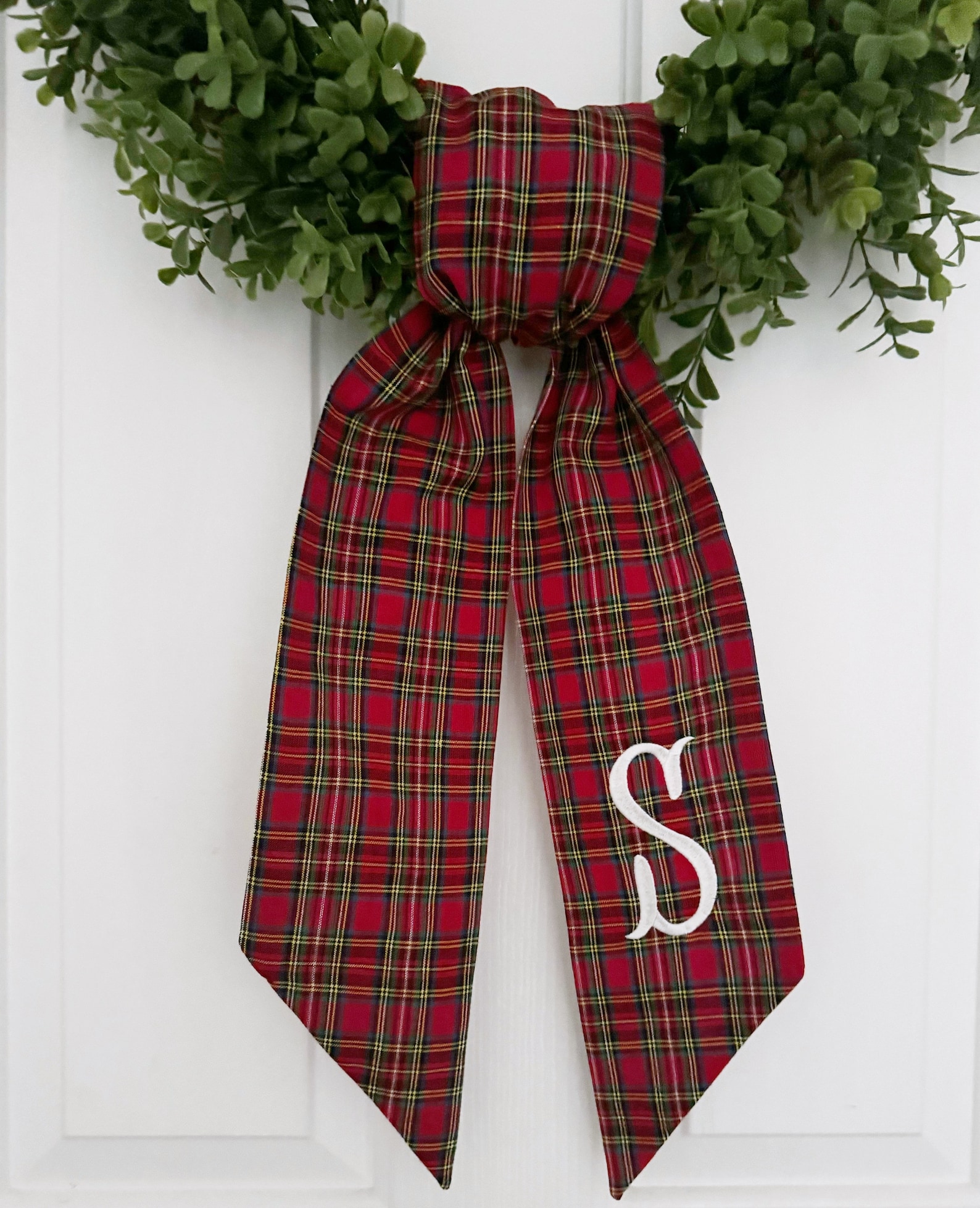 Christmas Plaid Wreath Sash - Customized Wreath Sash - Tartan Plaid Sash - Personalized Gift - Monogrammed Gift - Custom Christmas Decor