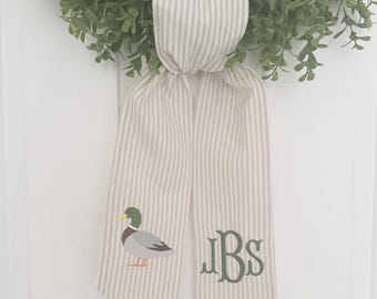 Monogrammed Mallard Duck Wreath Sash - Custom Decor - Custom Door Decor - Mallard Duck Decor - Fall Porch Decor - Wreath Sash