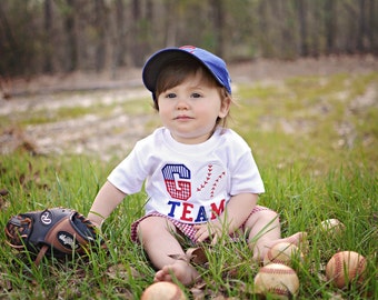 Go Team Baseball Outfit - Personalized Shirt - Custom Baseball Outfit - Any Baseball Team - Baby Boy Baseball Outfit - Toddler T-ball - Ball