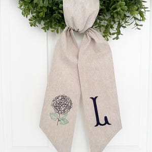 Navy Hydrangea Wreath Sash - Customized Wreath Sash - Custom Door Decor - Wreath Sash - Personalized Gift - Monogrammed Gift - Housewarming