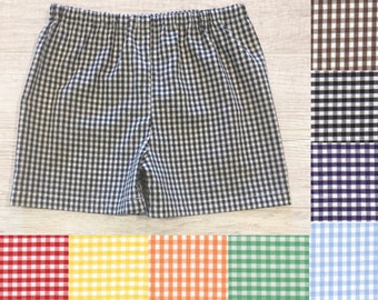 Gingham Shorts - Boy Summer Shorts - Made to Match Applique Shirts