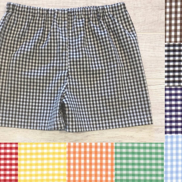 Gingham Shorts - Boy Summer Shorts - Made to Match Applique Shirts