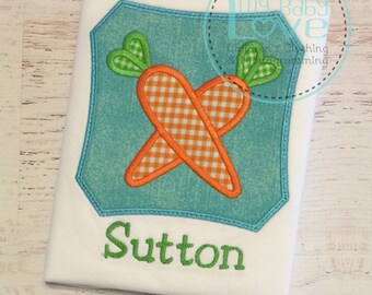 Crossed Carrots Easter Shirt, Easter Bodysuit, Boys and Girl Easter Shirt, FREE personalization, Sizes 0-3M - Size 6