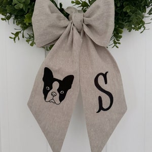 Dog Wreath Bow Sash - Custom Pet Wreath Sash - Custom Pet Decor - Dog Lover Gift - Monogrammed Wreath Sash - Customized Pet Gift