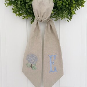 Tan Hydrangea Wreath Sash - Customized Wreath Sash - Custom Door Decor - Wreath Sash - Personalized Gift - Monogrammed Gift - Housewarming