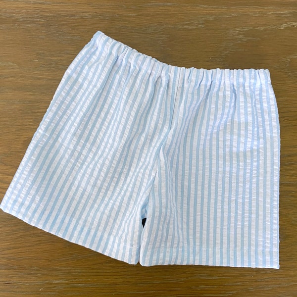 READY TO SHIP! Aqua Seersucker Shorts - Fabric Finders Seersucker Shorts - Quick Ship - Toddler Shorts - 18M