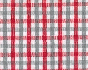 Fabric Finders Tri-check Red and Grey Fabric - 100% Cotton - 1/4" Tri-check- 60" Wide - By the Yard - Crimson and Gray Plaid - Alabama