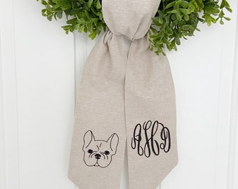 Dog Wreath Sash - Custom Pet Wreath Sash - Custom Pet Decor - Dog Lover Gift - Monogrammed Wreath Sash - Customized Pet Gift