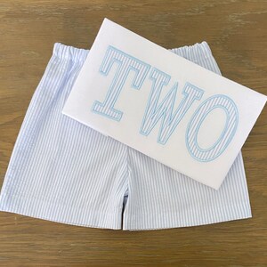 TWO Birthday Outfit- Second Birthday Outfit- Seersucker Shorts - Two Birthday Shirt - Boy Birthday Shirt