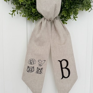 Custom Pet Wreath Sash - Custom Pet Wreath Sash - Custom Pet Decor - Dog Lover Gift - Monogrammed Wreath Sash - Customized Pet Gift