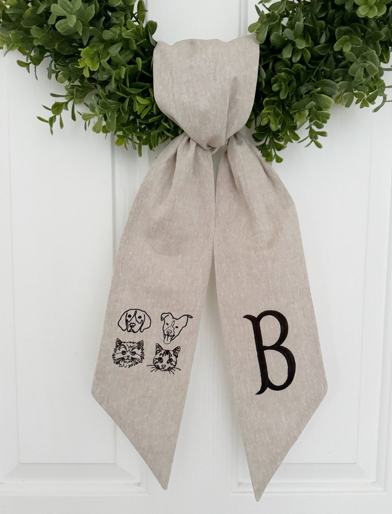 Custom Pet Wreath Sash - Custom Pet Wreath Sash - Custom Pet Decor - Dog Lover Gift - Monogrammed Wreath Sash - Customized Pet Gift