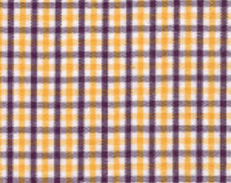Fabric Finders Tri-check Purple and Gold Fabric 100% Cotton Tri-check 60 Wide By the Yard Yellow and Purple Plaid LSU image 1