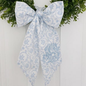Floral Bow Wreath Sash - Customized Wreath Sash - Initial Wreath Sash - Personalized Gift - Monogrammed Gift - Wedding Shower Gift