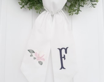 Magnolia Wreath Sash - Customized Wreath Sash - Custom Door Decor - Wreath Sash - Personalized Gift - Monogrammed Gift - Housewarming Gift