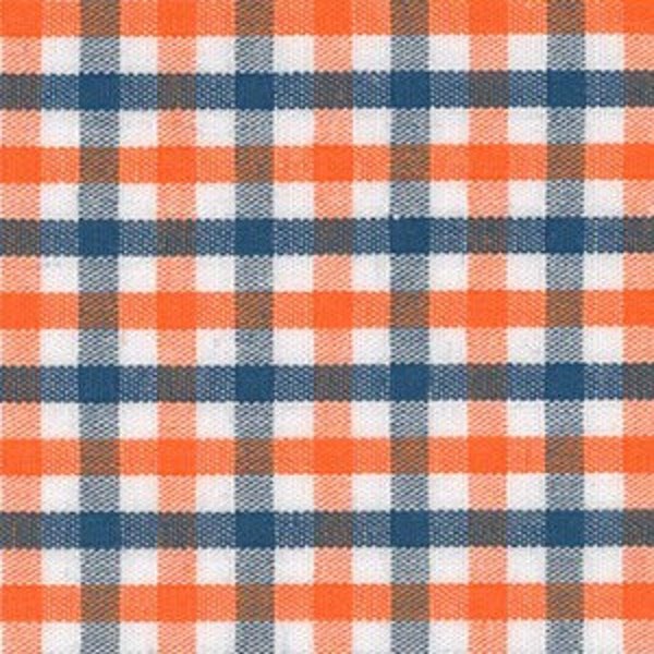 Fabric Finders Tri-check Navy and Orange Fabric - 100% Cotton - 1/4" Tri-check- 60" Wide - By the Yard - Blue and Orange Plaid - Auburn