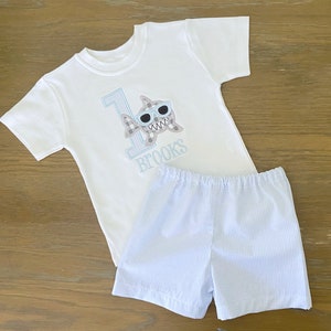Shark Birthday Outfit - Second Birthday Outfit - Shark Birthday - Applique Shirt - Boy Birthday Shirt