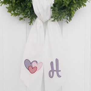 Heart Wreath Sash - Customized Wreath Sash - Custom Door Decor - Wreath Sash - Personalized Gift - Monogrammed Gift - Housewarming Gift