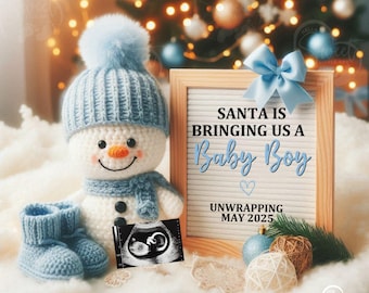 Boy Christmas Pregnancy Announcement, Christmas Baby Announcement, Simple Little Brother Christmas Digital Download, Boy Baby Reveal