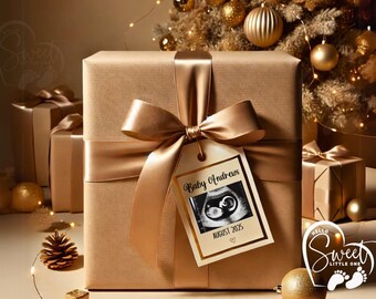Neutral Christmas Gift Pregnancy Announcement, Christmas Baby Announcement, Simple Neutral Reveal Digital Download, Christmas Baby Reveal