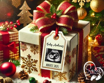 Christmas Gift Pregnancy Announcement, Christmas Baby Announcement, Simple Bright Reveal Digital Download, Christmas Baby Reveal