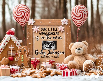 Neutral Christmas Pregnancy Announcement, Vintage Baby Announcement, Simple Neutral Winter Digital Download, Rustic Baby Reveal