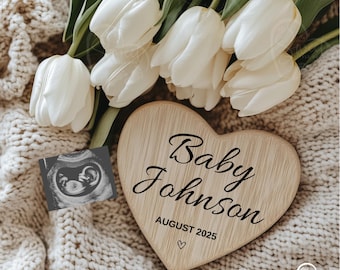 Spring Simple Pregnancy Announcement Gender Neutral Social Media Template, Minimalist Digital Download, Modern Reveal, Tulips