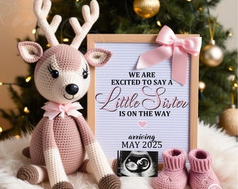 Girl Christmas Pregnancy Announcement, Christmas Baby Announcement, Simple Little Girl Christmas Digital Download, Girl Baby Reveal