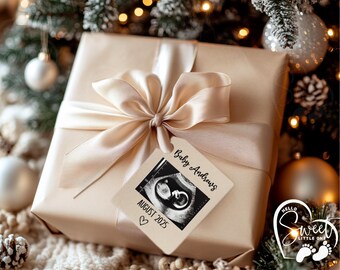 Neutral Christmas Gift Pregnancy Announcement, Christmas Baby Announcement, Simple Neutral Reveal Digital Download, Christmas Baby Reveal
