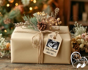 Neutral Christmas Gift Pregnancy Announcement, Christmas Baby Announcement, Simple Neutral Reveal Digital Download, Christmas Baby Reveal
