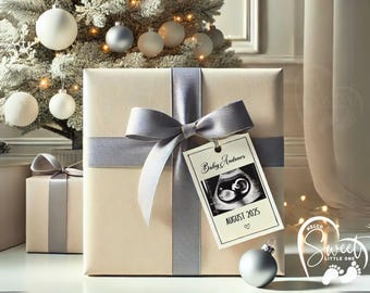 Neutral Christmas Gift Pregnancy Announcement, Christmas Baby Announcement, Simple Neutral Reveal Digital Download, Christmas Baby Reveal