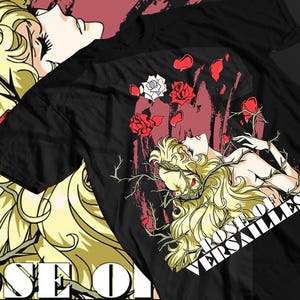 Unisex Rose of Versailles Oscar François de Jarjayes Retro Anime T-Shirt, Manga Shirt