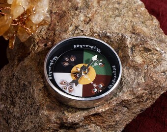 Brújula tibetana de los cinco dioses de la riqueza • Amuleto espiritual de aluminio • Herramienta budista para la prosperidad